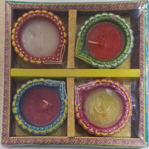 Clay Decorative Candles With Wax Diya 4pcs