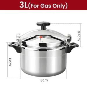 3l explosion proof aluminum pressure cooker for gas stove only – large capacity, fast cooking, ideal for home & restaurant