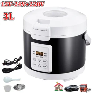 12v 24v 220v 3l electric rice cooker car trucks electric soup porridge cooking machine food steamer warmer heated rice cooker