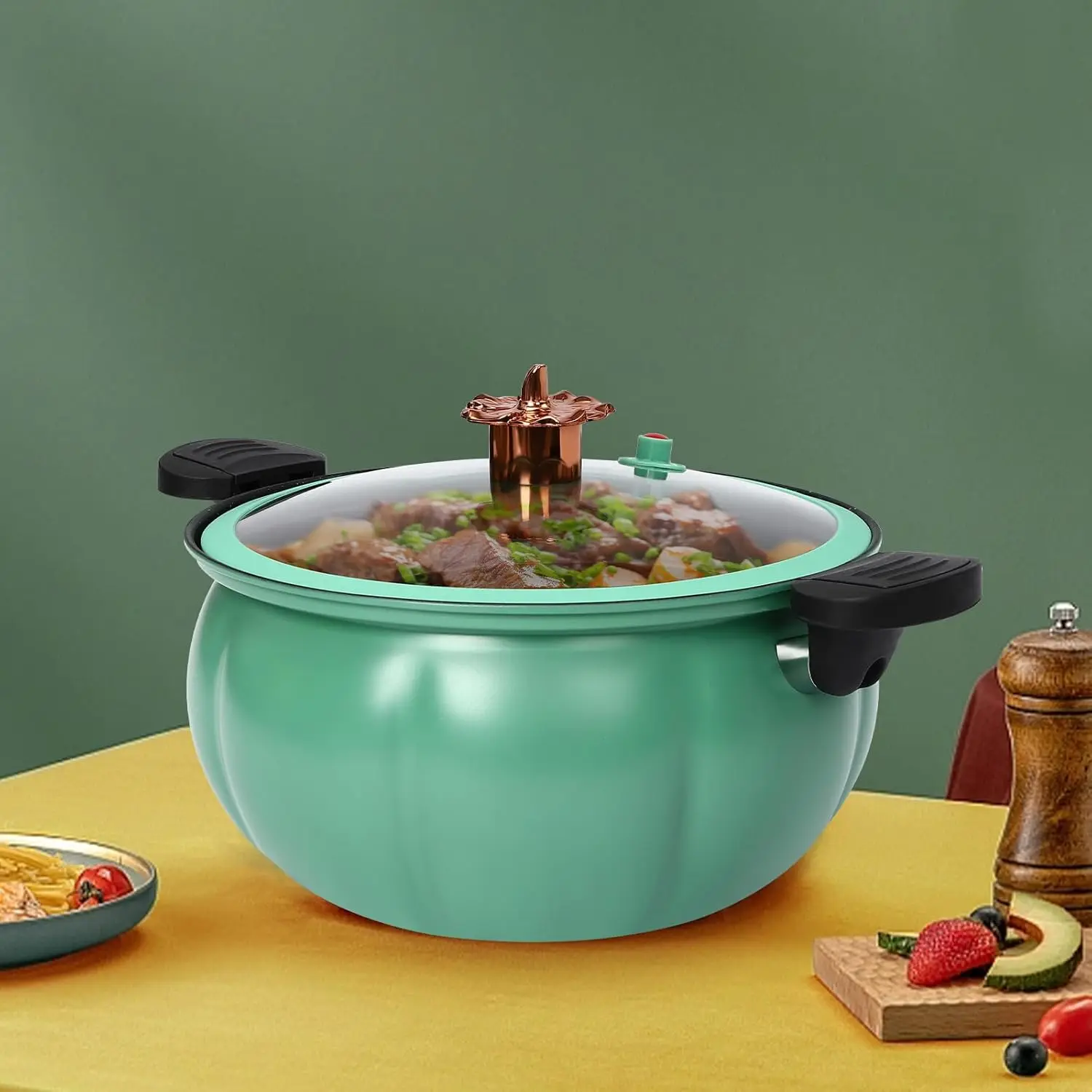 mini pressure cooker,8l multi function pressure cooking pot,pumpkin shaped double handle pressure cooker,dishwasher safe (green) mini pressure cooker,8l multi function pressure cooking pot,pumpkin shaped double handle pressure cooker,dishwasher safe (green)