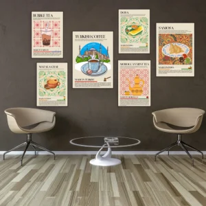 turkish baklava moroccan mint tea cuban coffee masala tea bubble lndian street food egg tarts kitchen food posters home decora