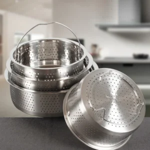 with handle and stand steamer basket 304 stainless steel fine mesh steaming rack silver rices washing drain basket stuffed bun